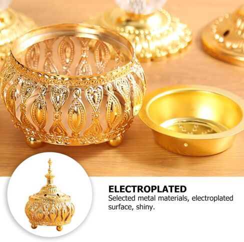 Middle Eastern Style Incense Burner Ornament 4.72X3.54X3.54In Electroplated Metal Incense Holder for Home Decoration in Kuwait