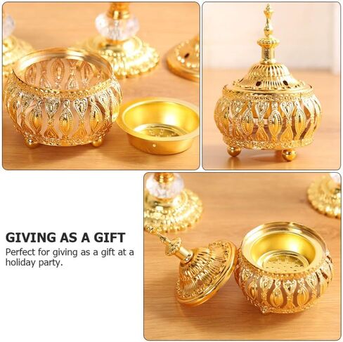 Middle Eastern Style Incense Burner Ornament 4.72X3.54X3.54In Electroplated Metal Incense Holder for Home Decoration in Kuwait