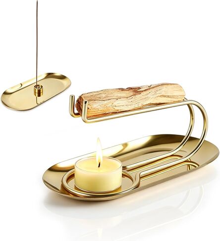 2 in 1 Incense Holder for Burning Palo Santo & Sage Sticks & Insence-Stick and Candle, Walnut Wood Palo Santo and Sage Burner Smudge Tray for Yoga Meditation Spiritual Altar in Saudi Arabia