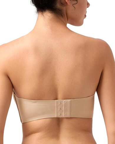 songful by HSIA Strapless Bras for Women Push Up Wireless Non-Slip Seamless Plunge Bandeau Bras with Multi-Way Straps Light Beige in Saudi Arabia