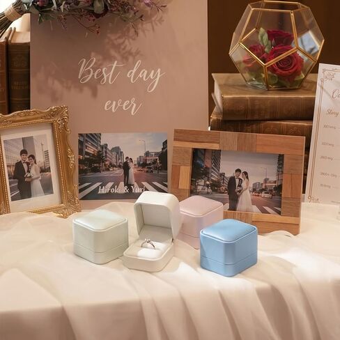 PU Leather Ring Gift Box Velvet Interior Wedding Ring Case Jewelry Gift Holder for Birthday, Proposal, Engagement,Wedding, Valentine's Day (White) in Saudi Arabia