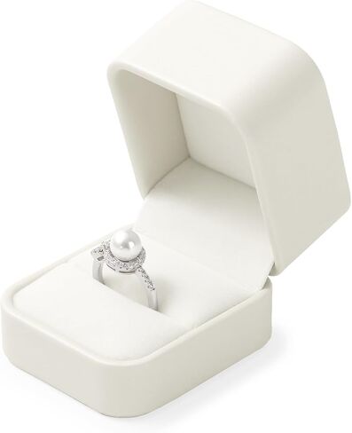 PU Leather Ring Gift Box Velvet Interior Wedding Ring Case Jewelry Gift Holder for Birthday, Proposal, Engagement,Wedding, Valentine's Day (White) in Saudi Arabia