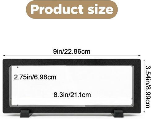 10 PCS 3D Floating Display Case, Coins Display Stand Holder, Jewelry Storage Box, Black Suspension Frame for Challenge Coins, Medals, Fossils, Stamps, 9" x 3.54" x 0.79" in Saudi Arabia