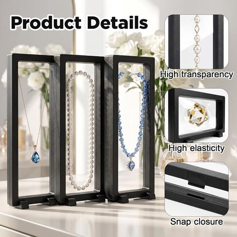 10 PCS 3D Floating Display Case, Coins Display Stand Holder, Jewelry Storage Box, Black Suspension Frame for Challenge Coins, Medals, Fossils, Stamps, 9" x 3.54" x 0.79" in Saudi Arabia