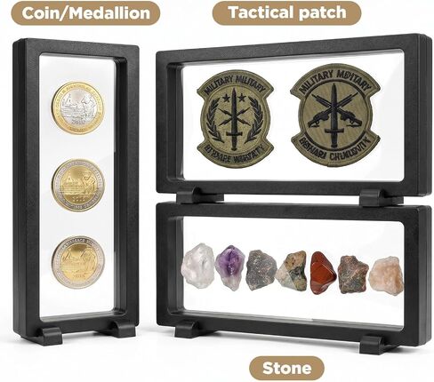 10 PCS 3D Floating Display Case, Coins Display Stand Holder, Jewelry Storage Box, Black Suspension Frame for Challenge Coins, Medals, Fossils, Stamps, 9" x 3.54" x 0.79" in Saudi Arabia