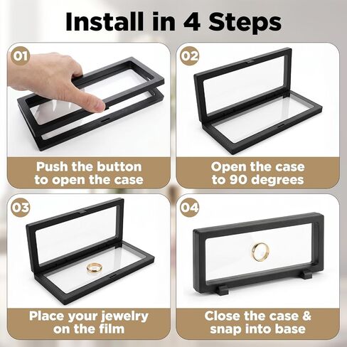 10 PCS 3D Floating Display Case, Coins Display Stand Holder, Jewelry Storage Box, Black Suspension Frame for Challenge Coins, Medals, Fossils, Stamps, 9" x 3.54" x 0.79" in Saudi Arabia