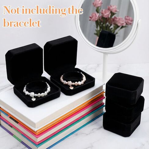 12 Pack Classic Black Velvet Bracelet Gift Boxes – Jewelry Storage & Display Case for Bangle, Organizer for Wedding, Engagement, Birthday, Anniversary (3.6" x 3.6" x 1.6") in Saudi Arabia