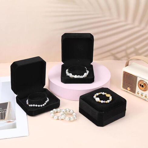 12 Pack Classic Black Velvet Bracelet Gift Boxes – Jewelry Storage & Display Case for Bangle, Organizer for Wedding, Engagement, Birthday, Anniversary (3.6" x 3.6" x 1.6") in Saudi Arabia