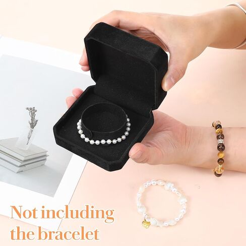 12 Pack Classic Black Velvet Bracelet Gift Boxes – Jewelry Storage & Display Case for Bangle, Organizer for Wedding, Engagement, Birthday, Anniversary (3.6" x 3.6" x 1.6") in Saudi Arabia