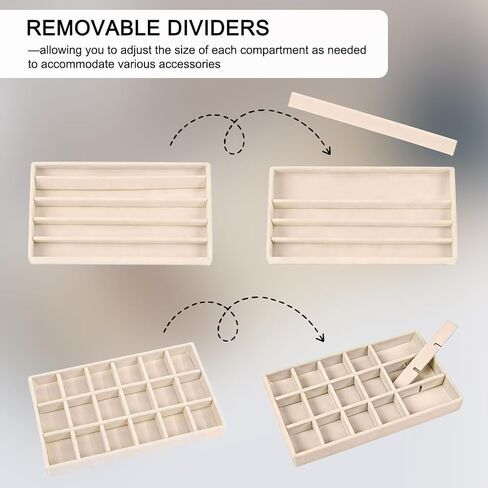 6-Piece Velvet Jewelry Organizer for Drawer, Stackable Jewelry Trays with Removable Dividers, Drawer Organizer Inserts Set with 2 Cleaning Cloths for Women Dresser Vanity in Saudi Arabia