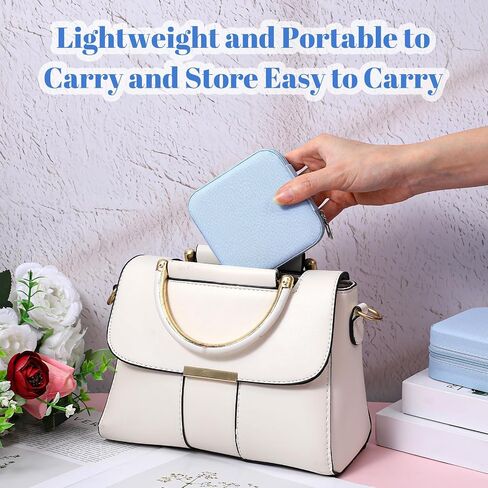 12 Pcs Mini Jewelry Box Travel, Mini Blue Jewelry Box Organizer - Portable PU Leather Case for Rings, Earrings, Necklaces, Bridesmaid Gifts & Accessories Storage in Saudi Arabia
