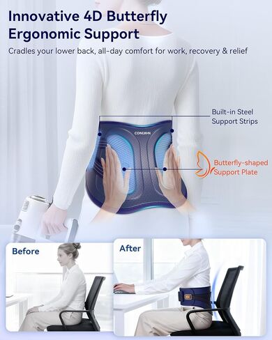 68" Cordless Heating Pad for Back Pain Relief with 5 Heat & 6 Vibration, Lower Back Massager with 4D Butterfly Support, Portable Heating Pad for Women Men Mom Dad in Saudi Arabia