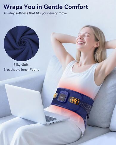 68" Cordless Heating Pad for Back Pain Relief with 5 Heat & 6 Vibration, Lower Back Massager with 4D Butterfly Support, Portable Heating Pad for Women Men Mom Dad in Saudi Arabia