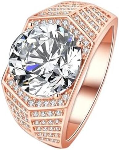 5 CT Men Moissanite Ring with Certification, D Color VVS1 Clarity Round Cut Men Moissanite Wedding Band, 18K White Gold Plated 925 Sterling Silver Rings, Adjustable Ring in Saudi Arabia