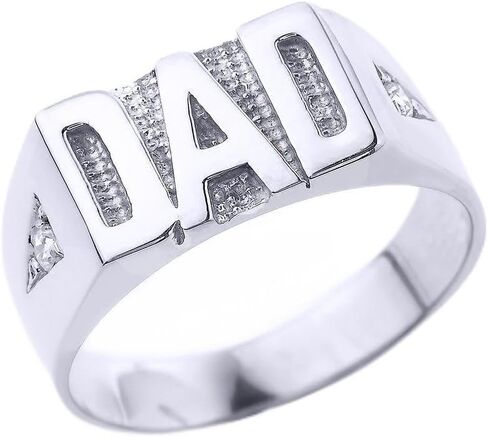 Fine 925 Sterling Silver Diamond-Accented Dad Ring for Men in Saudi Arabia