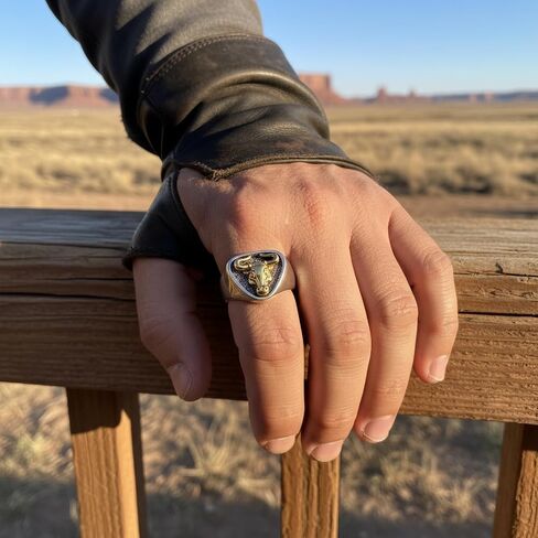 Bull Head Ring, Vintage Silver Animal Signet Rings for Men, Handmade Open Adjustable Gothic Rings Trendy Fashion Jewelry in Saudi Arabia