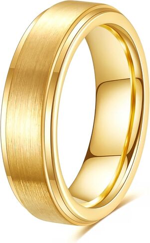 6mm 8mm Black/Gold/Silver/Purple Classic Stainless Steel Wedding Band Ring For Men Womem Matte Brushed Finish Comfort Fit Size 5-12 in Saudi Arabia