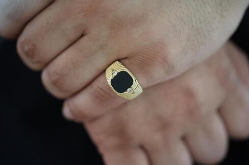 Gold Black Onyx Ring for Men, 14k Heavy Plated, Square CZ Center Stone, Hypoallergenic, Sizes 7 to 13, 4mm Band in Saudi Arabia