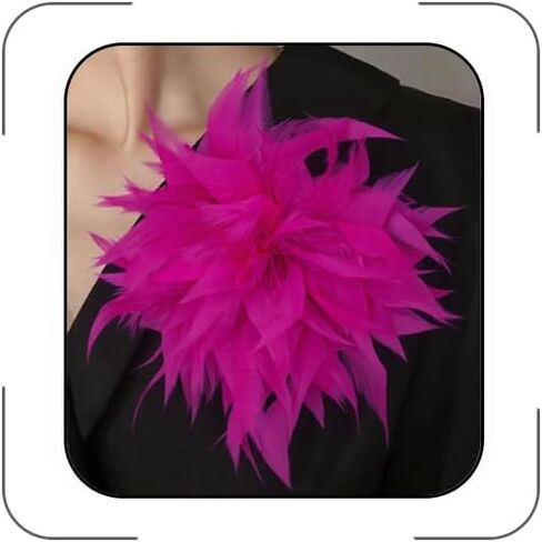 Large Flower Feather Brooch Pin for Women Elegant Oversized Feather Flower Floral Brooches Lapel Pins Corsage Wedding Party Dance Banquet Prom Jewelry Accessories in Saudi Arabia