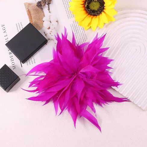 Large Flower Feather Brooch Pin for Women Elegant Oversized Feather Flower Floral Brooches Lapel Pins Corsage Wedding Party Dance Banquet Prom Jewelry Accessories in Saudi Arabia