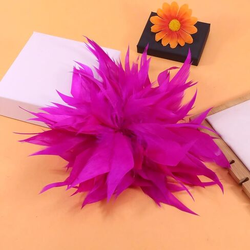 Large Flower Feather Brooch Pin for Women Elegant Oversized Feather Flower Floral Brooches Lapel Pins Corsage Wedding Party Dance Banquet Prom Jewelry Accessories in Saudi Arabia