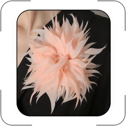 Large Flower Feather Brooch Pin for Women Elegant Oversized Feather Flower Floral Brooches Lapel Pins Corsage Wedding Party Dance Banquet Prom Jewelry Accessories in Saudi Arabia