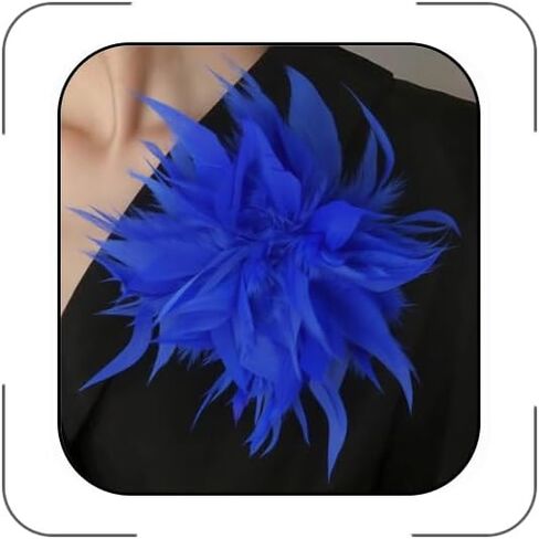 Large Flower Feather Brooch Pin for Women Elegant Oversized Feather Flower Floral Brooches Lapel Pins Corsage Wedding Party Dance Banquet Prom Jewelry Accessories in Saudi Arabia