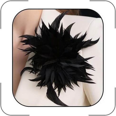Large Flower Feather Brooch Pin for Women Elegant Oversized Feather Flower Floral Brooches Lapel Pins Corsage Wedding Party Dance Banquet Prom Jewelry Accessories in Saudi Arabia