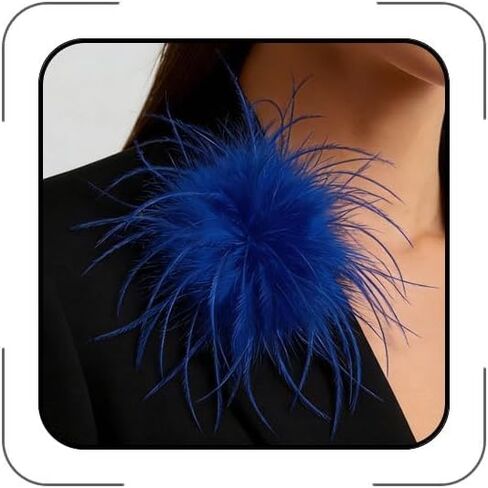 Elegant Flower Feather Brooch for Women Large Ostrich Feather Brooch Feathers Hair Clip Dainty Feathers Flower Large Brooches Shawl Dress Suit Accessory for Weddings Prom Dance Banquet Outfits Accessories in Kuwait