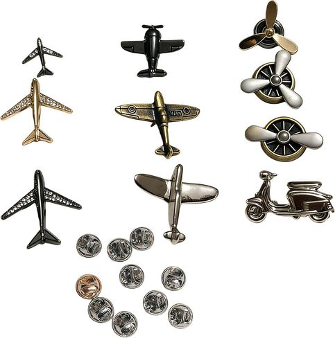 10Pcs Airplane Brooch Pin Propeller Aircraft Plane Flight Aviator Lapel Pin Alloy Metal Clasp Pin for Jackets, Uniforms, Hats,Perfect for Flight Schools, Pilots, and Graduation in Saudi Arabia