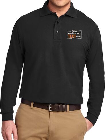 Custom Embroidered Long Sleeve Polo Shirts for Men Personalized Embroidery Text in Kuwait