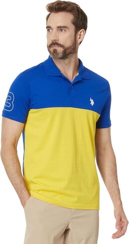 U.S. Polo ASSN. Men's Short Sleeve Slim Fit Colorblock Athletic Jersey Knit Polo Shirt in Kuwait