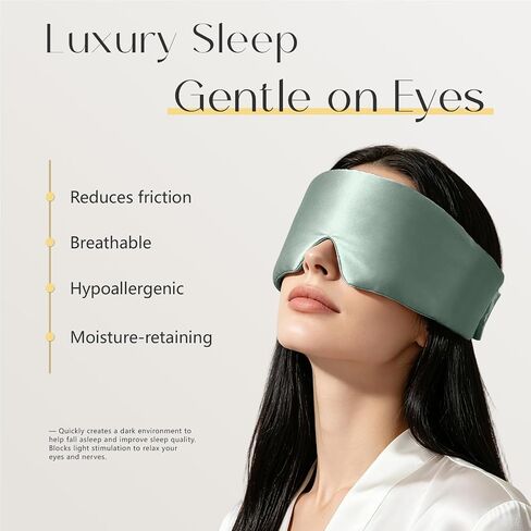 ZIMASILK 22 Momme 100% Mulberry Silk Sleep Mask for Women Sleeping, 3D Contoured Cup Eye Mask for Lash Extensions, Super Soft & Breathable, Blackout Blindfold for Nights (Grayish Green) in Saudi Arabia