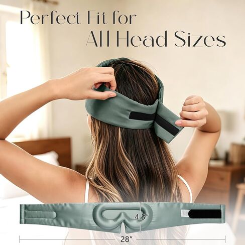 ZIMASILK 22 Momme 100% Mulberry Silk Sleep Mask for Women Sleeping, 3D Contoured Cup Eye Mask for Lash Extensions, Super Soft & Breathable, Blackout Blindfold for Nights (Grayish Green) in Saudi Arabia