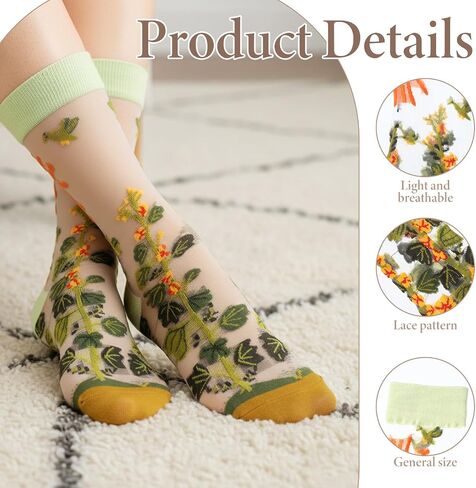 5 Pairs Mesh Socks for Women Summer Lace Socks Women Transparent Floral Sheer-Socks with Designs Mesh Sock Summer Transparent Lace Floral Sock for Woman in Saudi Arabia