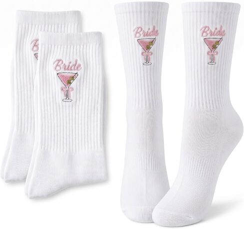 Unittype Bride Martini Socks Bridesmaid Bachelorette Proposal Gift Embroidery Bridal Martini Socks for Bride Shower Wedding Day in Kuwait