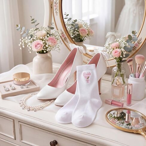 Unittype Bride Martini Socks Bridesmaid Bachelorette Proposal Gift Embroidery Bridal Martini Socks for Bride Shower Wedding Day in Kuwait
