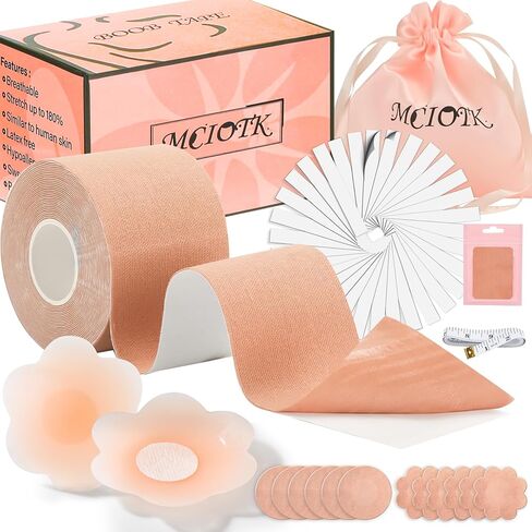 Mciotk Boob Tape Kit - 2 Pcs Nipple Covers | Boobytape for Large Breast Lift w Body Tape | Invisible Boobtape for A-G Cup in Kuwait