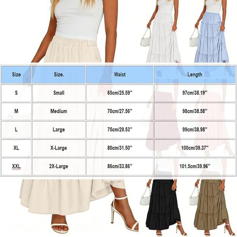 Skirts for Women Long High Waisted A-Line Skirt Flowy Ruffle Tiered Pleated Swing Maxi Skirt 2026 Summer Cotton Clothes in Kuwait