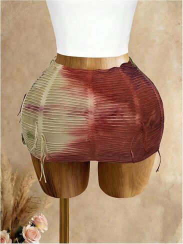 SHENHE Women's Y2k Tie Dye Bodycon Mini Skirt Low Rise Ripped Grunge Sexy Skirt Clubwear in Kuwait