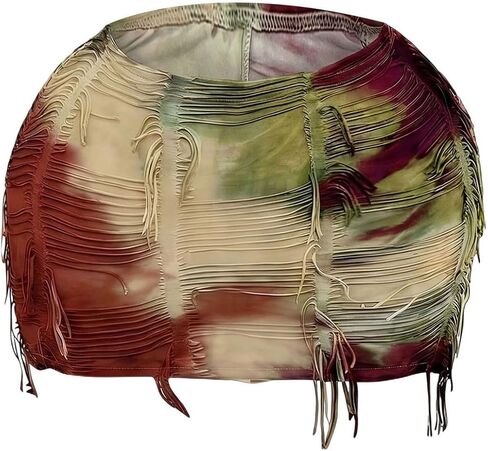 SHENHE Women's Y2k Tie Dye Bodycon Mini Skirt Low Rise Ripped Grunge Sexy Skirt Clubwear in Kuwait