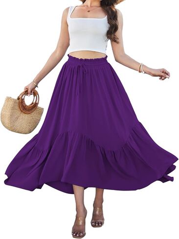 Maxi Skirts for Women High Waist Flowy Boho Long Skirt for Renaissance, Casual & Vacation in Kuwait