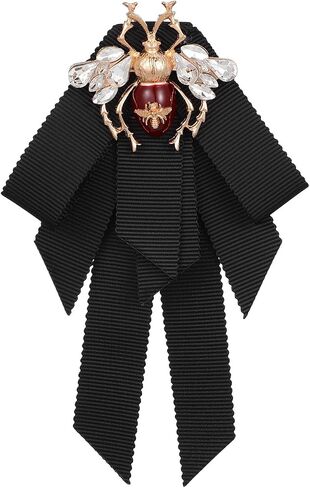 Retro Bee Bow Brooch Pin for Women Pre-Tied Bow Tie Collar Accessory with Locking Pin for Shirts Skirts Party and Daily Wear in Kuwait