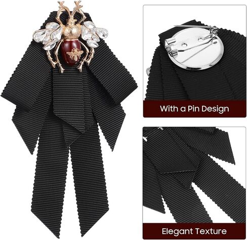 Retro Bee Bow Brooch Pin for Women Pre-Tied Bow Tie Collar Accessory with Locking Pin for Shirts Skirts Party and Daily Wear in Kuwait