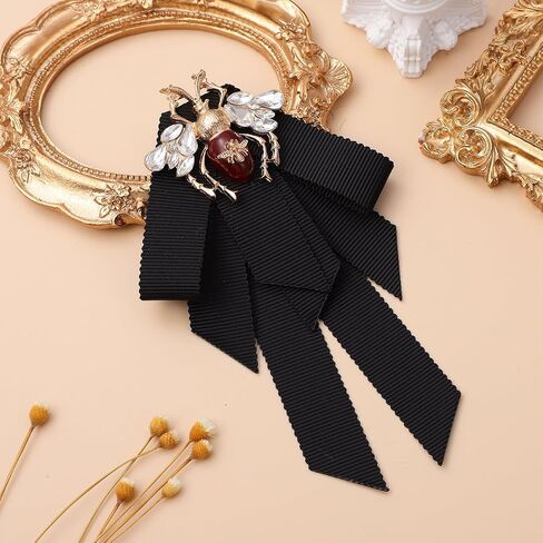 Retro Bee Bow Brooch Pin for Women Pre-Tied Bow Tie Collar Accessory with Locking Pin for Shirts Skirts Party and Daily Wear in Kuwait