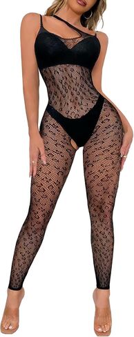 Buitifo Woman Lingerie Bodysuit Fishnet Stocking Leopard Full Body Jumpsuit Rave Outfits in Saudi Arabia