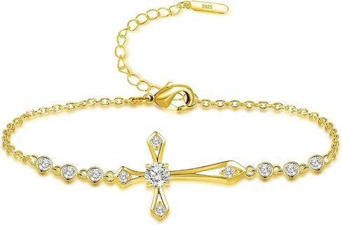 925 Sterling Silver Cross Bracelet for Women, Faith Religious Bracelet with Cubic Zirconia, Hypoallergenic Christian Jewelry Gift for Her in Saudi Arabia