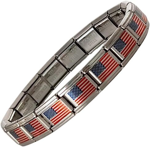 American Flag Bracelet - Patriotic USA Stars and Stripes Wristband for Men and Women - Adjustable Stainless Steel United States Flag Bracelet in Kuwait