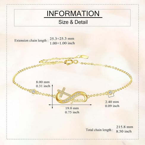 ELFRONT 14k الذهب الأصفر الإيمان الصليب سوار إنفينيتي الصليب أساور الذهب الحقيقي مجوهرات المسيحية للنساء الإناث الذهب الحقيقي هدية الدينية in Kuwait