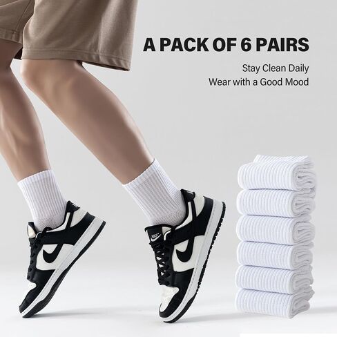 Mottee&Zconia Mens Athletic Ankle Cotton Crew Socks Reinforced Toes Terry Foot Cushioned Breathable Arch Support Sock 6 Pack in Saudi Arabia